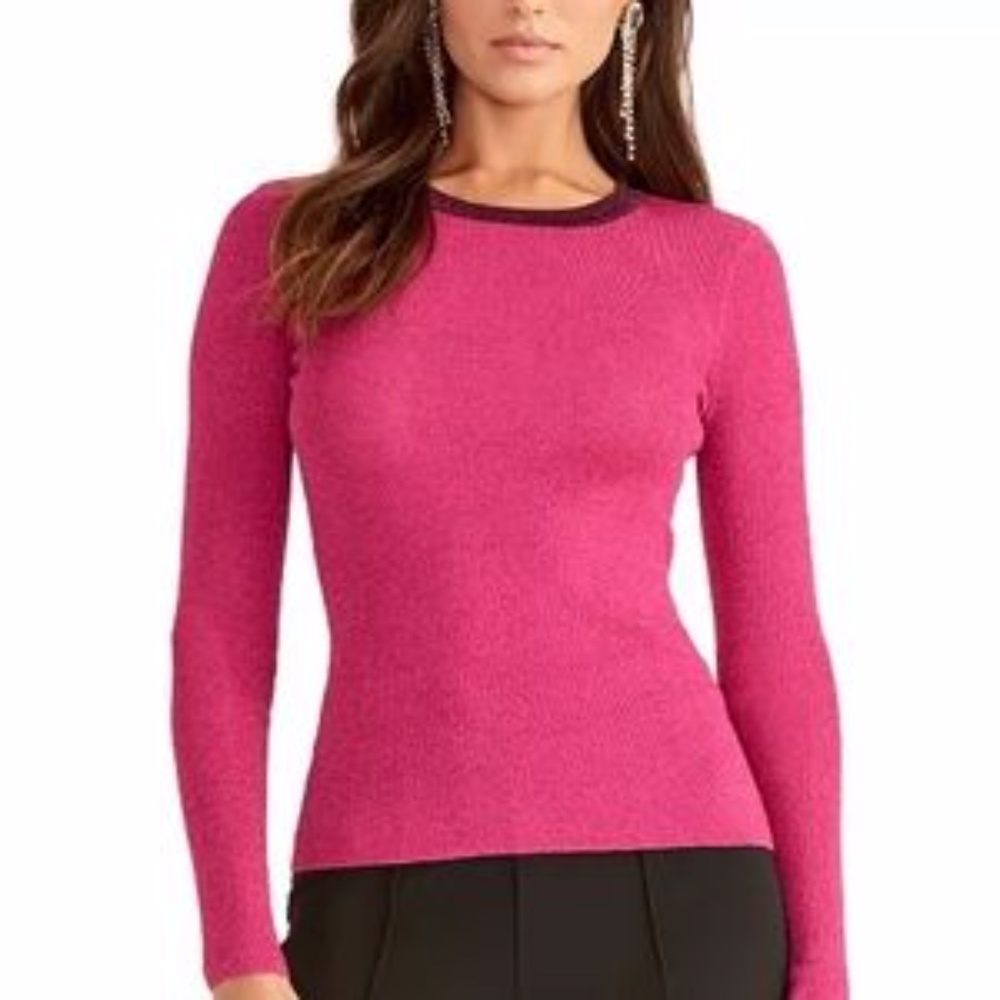 RACHEL RACHEL ROY Metallic Pink Pullover Crew Neck Sweater Small